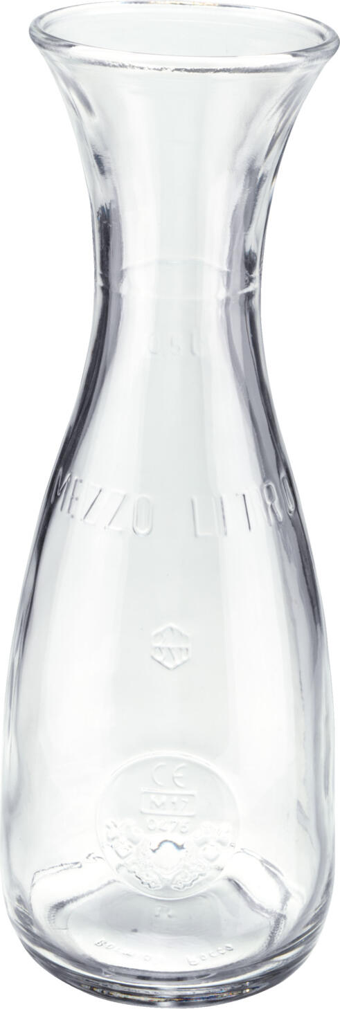 Bormioli Rocco Bormioli Luigi S.p.A. Glass carafe Misura Glas-Karaffe Misura Glass carafe Misura; 600 ml, 8.4x23.5 cm (ØxH); transparent; round; 0.5 l Filling line, 12 piece / pack Glas-Karaffe Misura; 0.6 l, 8.4x23.5 cm (ØxH); transparent; rund; 0.5 l Eichstrich, 12 Stück / Pack Robust glass decanter. With filling line. Dishwasher safe. Stabile Glaskaraffe. Mit Eichstrich. Spülmaschinenfest.