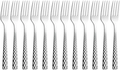 VEGA Brilio Table Fork Set of 12, 18/10 Chrome-Nickel Stainless Steel, Mirror Polished, Diamond Relief Handle, 21.4 cm, Silver
