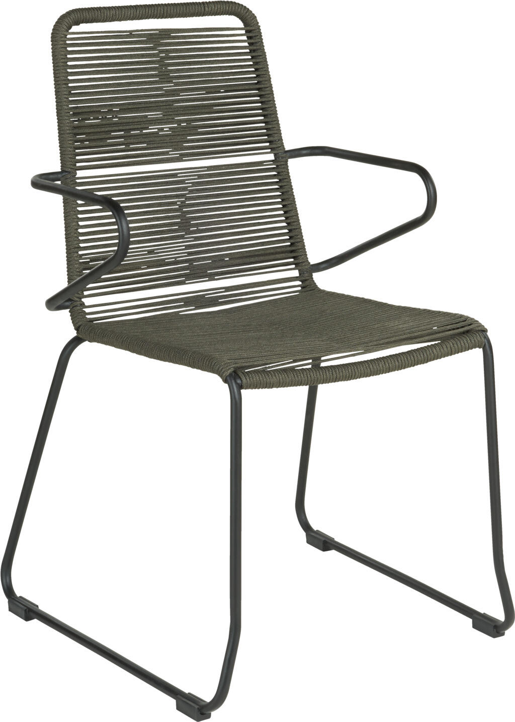 VEGA Filea Outdoor Stacking Chair, Grey Rope Wicker Seat, Zinc-Coated Steel Frame, UV-Resistant, Weatherproof, 58x56x87 cm, Max Load 160 kg