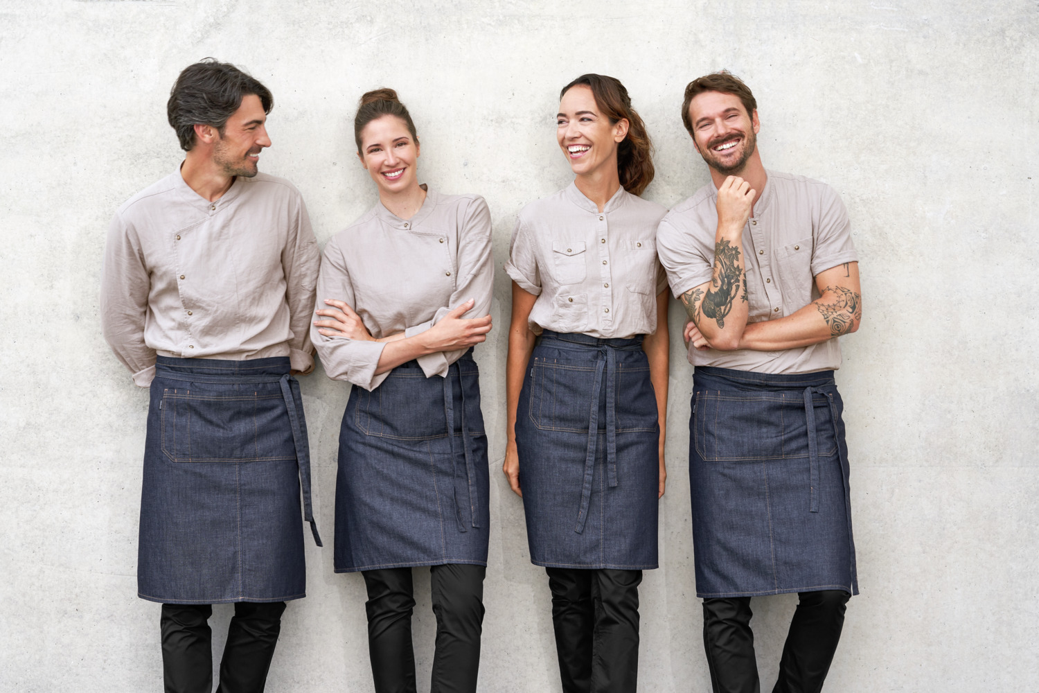 Jobeline Jacob Women's Short-Sleeved Chef's Shirt, Size 46, Cotton-Linen Blend 180 g/m², Breathable Straight Cut with Stand-up Collar and Snap Pockets