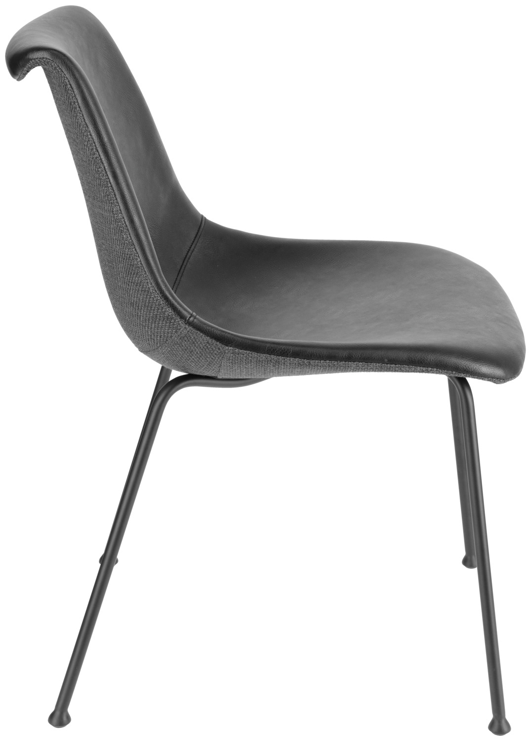 Set de 2 scaune moderne pentru catering VEGA Velaro, imitație piele și material textil, bază din metal vopsit electrostatic, negru, 49x62x81 cm