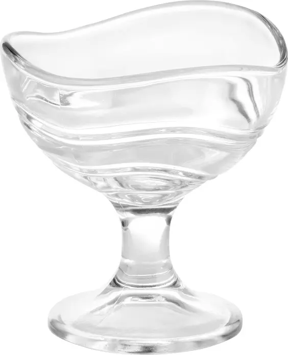 Set de 6 piese Cupe pentru inghesurat și deserturi Bormioli Rocco Acapulco, 300 ml, Sticla Transparenta, cu Picioare și Design Wave, Made in Italy