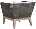 Scaun de relaxare exterior VEGA Ventura, cadru din lemn de eucalipt, spatar cu impletit de sfoara, perna din material Olefin, rezistent la intemperii, 82x78x72 cm