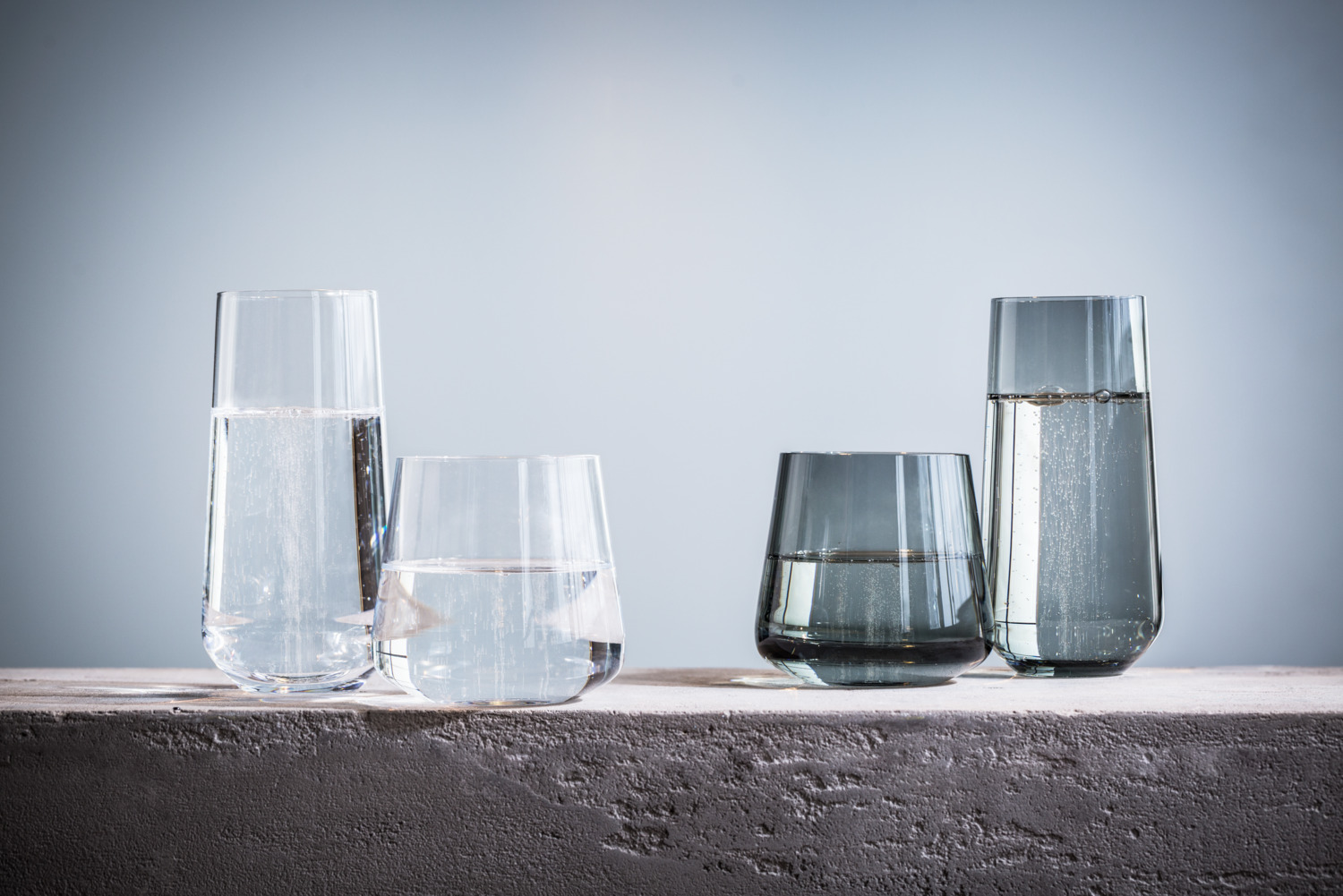 Set de 6 piese Pahare Long Drink VEGA Ava, 480 ml, Sticla de Cristal Suflata cu Gura, Transparente, Baza Grea pentru Stabilitate, 6.5 x 16 cm