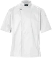 Jobeline Carter Men's Short-Sleeved Chef's Jacket, White, 65% Polyester 35% Cotton, Breathable Mesh Inserts, Concealed Snap Placket, 23.HDE.44540