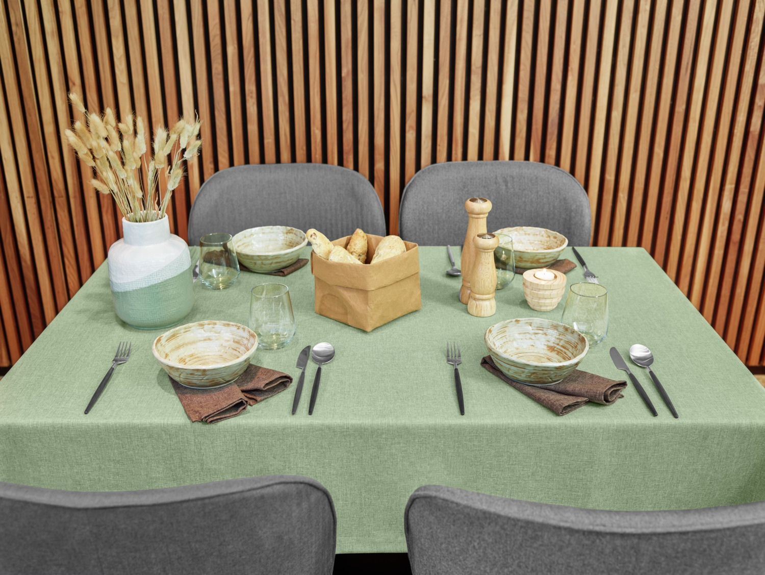 Set de 6 servetele ERWIN M. LUSINI Nova, 100% Poliester, 50 x 50 cm, Maro Mottled, Margine tip plic, OEKO-TEX Standard 100, Rezistente si Ușor de Îngrijit