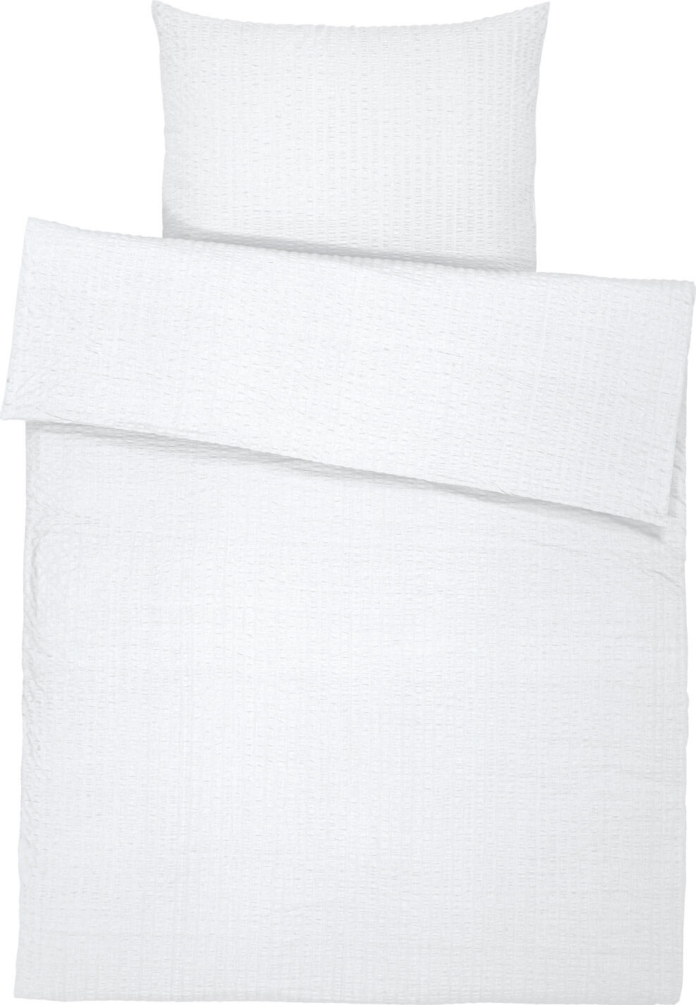 ERWIN M. LUSINI Solutions GmbH Bed linen set Mallorca zip fastener Bettwäsche-Set Mallorca Reißverschluss Bed linen set Mallorca zip fastener; 135x200 cm (WxL), 80x80 cm (LxW); white Bettwäsche-Set Mallorca Reißverschluss; 135x200 cm (BxL), 80x80 cm (LxB); weiß Mallorca bed linen set with zip – cotton seersucker bed linen The Mallorca bed linen set, made from 100% cotton, combines a comfortable night’s sleep with excellent everyday practicality. The airy seersucker weave helps regulate temperature and eliminates the need for ironing. The zip makes it easy to use and ensures the duvet and pillowcases stay securely in place. * 100% cotton * Weight approx. 125 g/m² * Thread count: 160 threads per inch * Temperature-regulating and non-iron seersucker * With zip * Durable and easy to care for Note: The product will reach its final size after three washes, as the fibres shrink slightly during the first wash (shrinkage). Bettwäsche?Set Mallorca mit Reißverschluss – Seersucker Bettwäsche aus Baumwolle Das Bettwäsche?Set Mallorca aus 100?% Baumwolle verbindet angenehmen Schlafkomfort mit hoher Alltagstauglichkeit. Die luftige Seersucker?Struktur wirkt temperaturausgleichend und macht Bügeln überflüssig. Der Reißverschluss ermöglicht eine einfache Handhabung und sorgt für einen sicheren Sitz von Decke und Kissen. * 100?% Baumwolle * Gewicht ca. 125?g/m² * Fadendichte (Thread Count): 160 Fäden je Inch * Temperaturausgleichender und bügelfreier Seersucker * Mit Reißverschluss * Strapazierfähig und pflegeleicht Info: Das Produkt erreicht seine endgültige Größe nach drei Waschgängen, da sich die Fasern beim ersten Waschen noch zusammenziehen (Einsprung).