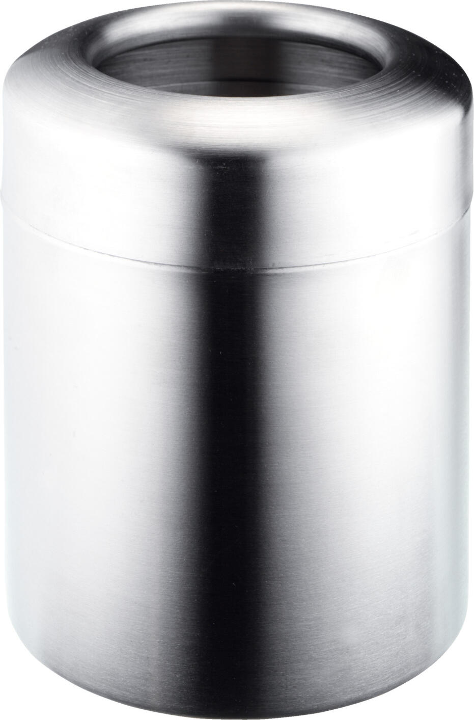 PULSIVA LUSINI Solutions GmbH Table waste bin Sordino Tischabfallbehälter Sordino Table waste bin Sordino; 1.2 l, 12x14 cm (ØxH); silver; round Tischabfallbehälter Sordino; 1.2 l, 12x14 cm (ØxH); silber; rund Open container made of chrome stainless steel 18/0, rustproof. With removable lid. Inside and outside frosted. Suitable for dishwashers. Offener Behälter aus 18/0 Chrom-Edelstahl, rostfrei. Mit abnehmbarem Lochdeckel. Innen und außen mattiert poliert. Spülmaschinengeeignet.