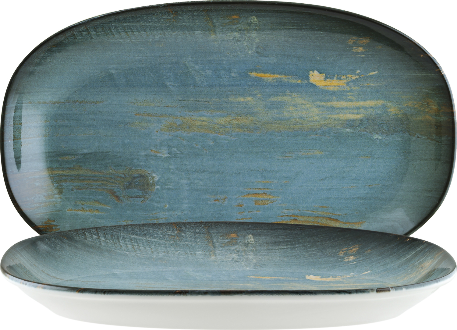 Bonna Table Roc Deutschland GmbH Platter Madera Mint oval Platte Madera Mint oval Platter Madera Mint oval; 19x11 cm (LxW); turquoise/brown/black; oval; 12 piece / pack Platte Madera Mint oval; 19x11 cm (LxB); türkis/braun/schwarz; oval; 12 Stück / Pack Colorful platter with trendy vintage look. Suitable for dishwasher and microwaveable. Farbige Platte aus Porzellan im trendigen Holz-Look.  Spülmaschinengeeignet und mikrowellengeeignet.