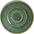 VEGA Nano Coffee Saucers, Set of 6, Green Colored Stoneware with Reactive Glaze and Irregular Edges, Round 16.5 cm Diameter, Dishwasher & Microwave Safe