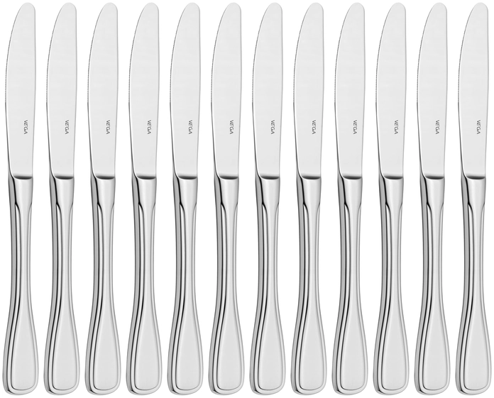 Set de 12 piese Cutite de masa VEGA Spaten, Otel inoxidabil cromat 13/0, Poluitionare oglinda, 22.1 cm, Argintiu