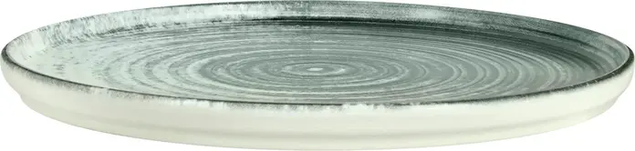 Set de 4 farfurii plate VEGA Etana, 30 cm din Porțelan, Design cu Cercuri Concentrice, Alb/Antracit Mat, Compatibile cu Mașina de Spălat Vase și Cuptorul cu Microunde