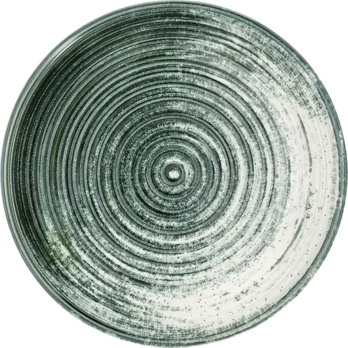 Set de 4 farfurii plate VEGA Etana, 30 cm din Porțelan, Design cu Cercuri Concentrice, Alb/Antracit Mat, Compatibile cu Mașina de Spălat Vase și Cuptorul cu Microunde