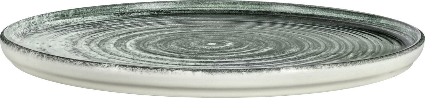 Set de 6 farfurii plate VEGA Etana, porțelan mat alb/antracit, formă rotundă fără margine, diametru 27 cm, rezistente la mașina de spălat vase și cuptor cu microunde