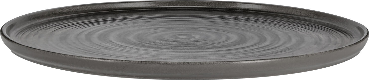 VEGA Etana Round Flat Porcelain Plate, Grey Matte Glaze, 27 cm Diameter, Set of 6 pieces