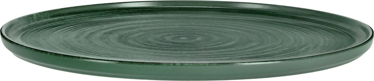 Set de 4 farfurii plate VEGA Etana, 30 cm Rotunde din Porțelan, Verde Mat, Textură cu Cercuri Concentrice, Compatibile cu Mașina de Spălat Vase și Cuptorul cu Microunde