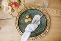 Set de 4 farfurii plate VEGA Etana, 30 cm Rotunde din Porțelan, Verde Mat, Textură cu Cercuri Concentrice, Compatibile cu Mașina de Spălat Vase și Cuptorul cu Microunde