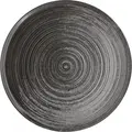 VEGA Etana Flat Plate Set of 4, Grey Matte Porcelain, Round 30 cm Diameter, Concentric Circular Ridges, Dishwasher and Microwave Safe
