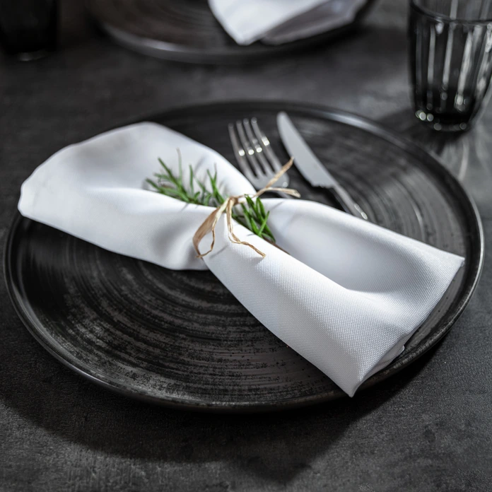 VEGA Etana Flat Plate Set of 4, Grey Matte Porcelain, Round 30 cm Diameter, Concentric Circular Ridges, Dishwasher and Microwave Safe
