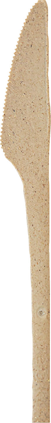 Reusable knife Refork Mehrweg-Messer Refork Reusable knife Refork; 17.2 cm (L); brown; 25 piece / pack Mehrweg-Messer Refork; 17.2 cm (L); braun; 25 Stück / Pack Reusable knife made of wood flour with natural polymer and minerals. Fully biodegradable. Does not leave any microplastics. Robust party cutlery, ideal for events and party services provided by the gastronomy and catering industry. Food safe, neutral taste and smell. Pleasant mouthfeel. Can be washed by hand and reused. The smooth finish on the edges means no splintering. Suitable for hot food - knife heat-resistant up to a maximum of +100 °C. Wiederverwendbares Messer aus Holzmehl (Sägespäne) mit natürlichem Polymer und Mineralien. Vollständig biologisch abbaubar und hinterlässt kein Mikroplastik. Robustes Partybesteck, ideal für Events und Partyservice in der Gastronomie und Catering. Lebensmittelecht, geruchs- und geschmacksneutral. Kann nach Gebrauch von Hand gespült und wiederverwendet werden. Splitterfrei dank sauberer Kantenverarbeitung. Geeignet für heiße Speisen - Messer bis max. +100 °C. Hitzebeständig.