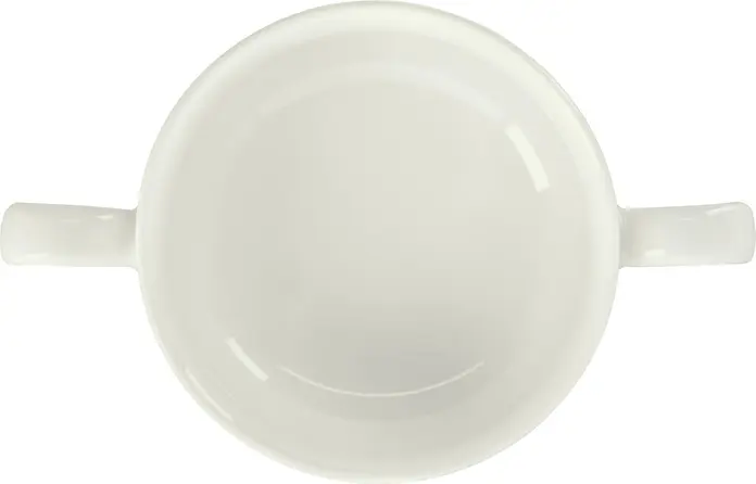 Set de 6 piese ceșoare de supă din porțelan VEGA Opus, 300 ml, Coala de fildeș, Stivuibile cu două mânere ergonomice, Rezistente la mașina de spălat vase