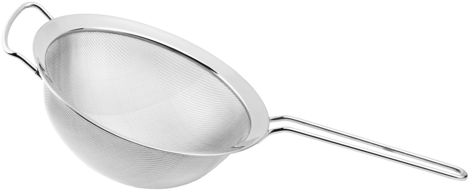 Weis Karl Weis u. Cie. GmbH Kitchen strainer fine Küchensieb fein Kitchen strainer fine; 20 cm (Ø); silver Küchensieb fein; 20 cm (Ø); silber The WEIS fine kitchen sieve (Ø 8 cm) is a high-quality, fine-mesh sieve designed for precision work in the catering, hospitality and catering sectors, as well as in professional kitchens. Thanks to its fine mesh structure, it is ideal for filtering, straining and sifting small quantities of liquids and dry ingredients. The robust design, made from high-quality stainless steel, ensures durability, hygiene and reliable performance in daily kitchen use. The fine mesh, with a mesh size of 0.64 mm, delivers exceptionally clean results – ideal for sifting flour, icing sugar and spices, as well as for straining tea, stock and delicate sauces. The sturdy sieve body, with its extra-wide frame and practical support bracket, ensures a secure fit over bowls, pans or containers. Thanks to its compact size, the sieve is particularly easy to handle and is ideal for precise preparation work in professional kitchens. Product benefits Professional fine sieve for the catering and HORECA sectors High-quality stainless steel Fine mesh size of 0.64 mm Sturdy strainer body for long-lasting use Extra-wide frame for a secure hold Practical support bracket Ideal for sifting, filtering and straining Suitable for flour, icing sugar, spices, tea, stocks and fine sauces Hygienic, easy to clean and durable Technical Specifications Brand: WEIS Material: Stainless steel Diameter: 8 cm Mesh size: 0.64 mm Dimensions: 22.5 × 8.5 × 7.5 cm Weight: 67 g Type: Fine kitchen sieve Frame: Extra-wide frame with support handle Colour: Silver Features: Rust-proof, food-safe, hygienic Das WEIS Küchensieb fein Ø 8 cm ist ein hochwertiges, feinmaschiges Sieb für präzise Arbeiten in Gastronomie, Hotellerie, Catering und professionellen Küchen. Durch die feine Siebstruktur eignet es sich ideal zum Filtern, Abseihen und Sieben kleiner Mengen von Flüssigkeiten und trockenen Zutaten. Die robuste Ausführung aus hochwertigem Edelstahl sorgt für Langlebigkeit, Hygiene und zuverlässige Funktion im täglichen Küchenbetrieb. Das feine Gewebe mit einer Maschenweite von 0,64 mm ermöglicht besonders saubere Ergebnisse – ideal zum Sieben von Mehl, Puderzucker, Gewürzen sowie zum Abseihen von Tee, Brühen und feinen Saucen. Der stabile Siebkörper mit extrabreitem Rahmen und praktischem Auflagebügel ermöglicht einen sicheren Halt auf Schüsseln, Töpfen oder Behältern. Durch die kompakte Größe ist das Sieb besonders handlich und eignet sich hervorragend für präzise Vorbereitungsarbeiten in der Profiküche. Produktvorteile Professionelles Feinsieb für Gastronomie und HORECA Hochwertiger Edelstahl Feine Maschenweite von 0,64 mm Stabiler Siebkörper für langlebigen Einsatz Extrabreiter Rahmen für sicheren Halt Praktischer Auflagebügel Ideal zum Sieben, Filtern und Abseihen Geeignet für Mehl, Puderzucker, Gewürze, Tee, Brühen und feine Saucen Hygienisch, pflegeleicht und langlebig Technische Daten Marke: WEIS Material: Edelstahl Durchmesser: 8 cm Maschenweite: 0,64 mm Maße: 22,5 × 8,5 × 7,5 cm Gewicht: 67 g Ausführung: Feines Küchensieb Rahmen: Extrabreiter Rahmen mit Auflagebügel Farbe: Silber Eigenschaften: Rostfrei, lebensmittelecht, hygienisch
