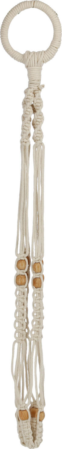 Vega Natsuki Macrame Hanging Basket, Cotton Plant Hanger with Wooden Balls, 90 x 10 cm, Cream White and Brown