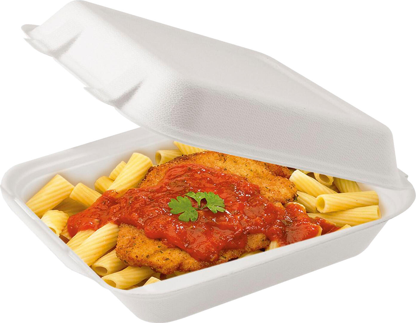 Cutii pentru Meniu WIMEX Menu Box Natur din Bagas Biodegradabil pentru Take-away cu Capac Articulat, 1000ml, Albe, Set de 50 Piese