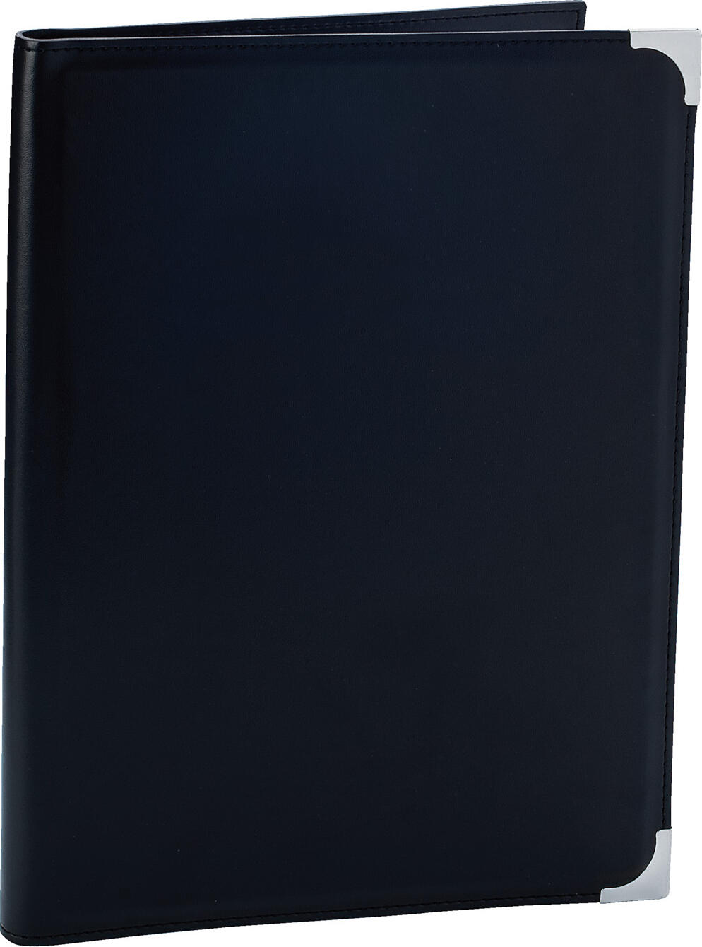 PULSIVA LUSINI Solutions GmbH Menu Hesa A5 Speisekarte Hesa DIN A5 Menu Hesa A5; A5, 19x24.5 cm (WxH); black/silver Speisekarte Hesa DIN A5; DIN A5, 19x24.5 cm (BxH); schwarz/silber Classic imitation leather menu with protective metal corners. Concealed book screws for attaching insert sheets or sleeves. DIN A5 format. Klassische Speisekarte aus Kunstleder mit schützenden Metallecken. Verdeckt liegende Buchschrauben zum Befestigen von Einlegeblättern oder Hüllen. DIN A5-Format.