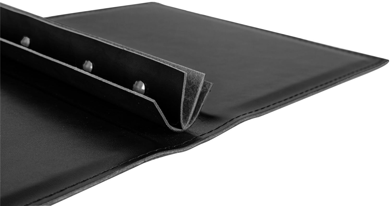 PULSIVA Hesa Menu Folder DIN A5 Imitation Leather, Black, with Protective Metal Corners and Concealed Book Screws, 19 x 24.5 cm