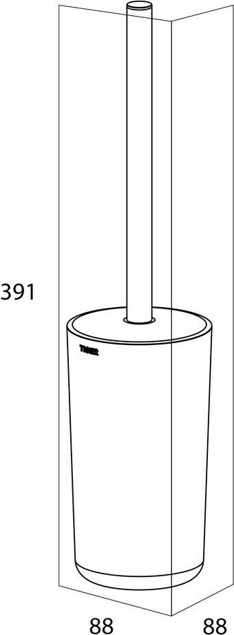 TIGER Carv Toilet Brush with Holder, Free-standing, ABS Plastic and Stainless Steel, Flexible Rubber Cover, Black, 8.8 x 39.1 x 8.8 cm