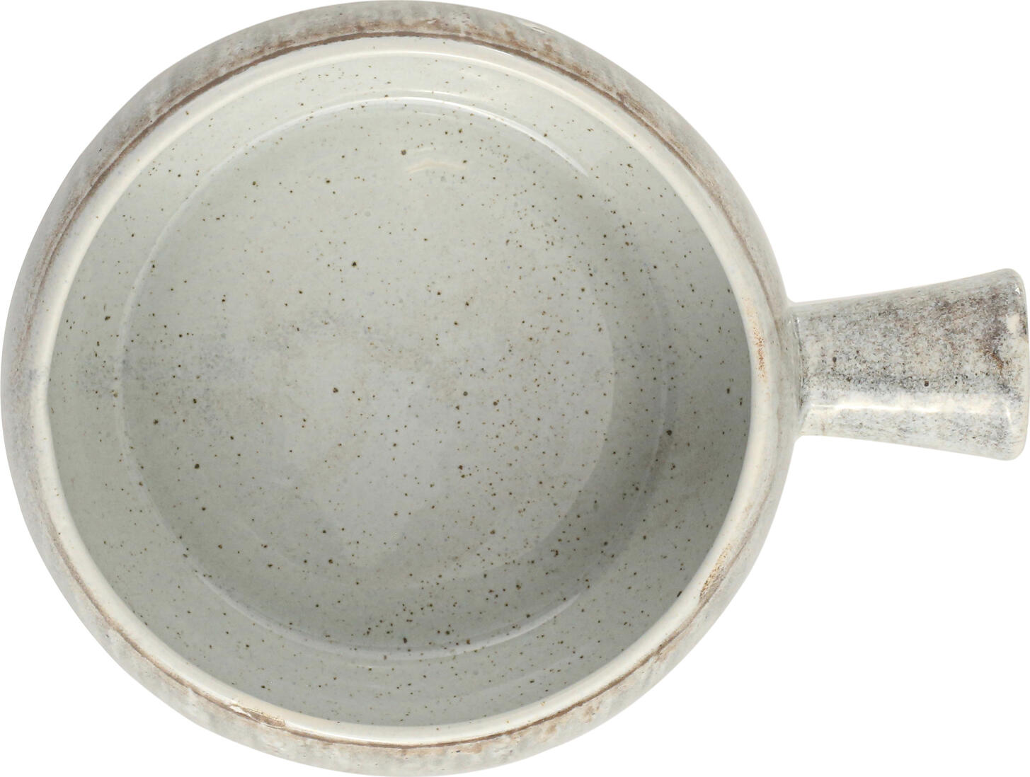 Porland Iris Bowl with Handle, Colored Stoneware, Matt Glaze, 600 ml, 14 cm Diameter, Grey/Brown, Dishwasher and Microwave Safe, Set of 6