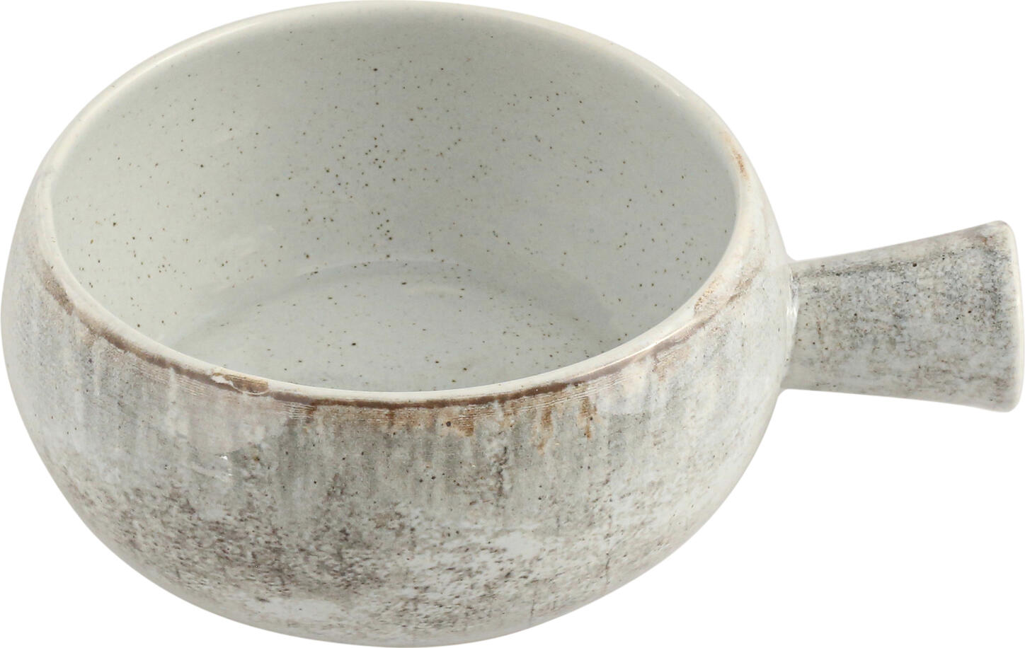 Porland Iris Bowl with Handle, Colored Stoneware, Matt Glaze, 600 ml, 14 cm Diameter, Grey/Brown, Dishwasher and Microwave Safe, Set of 6