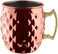 VEGA Glendale Moscow Mule Mug, 550 ml, 18/10 Stainless Steel with Copper Coating, Diamond Pattern, Gold Handle