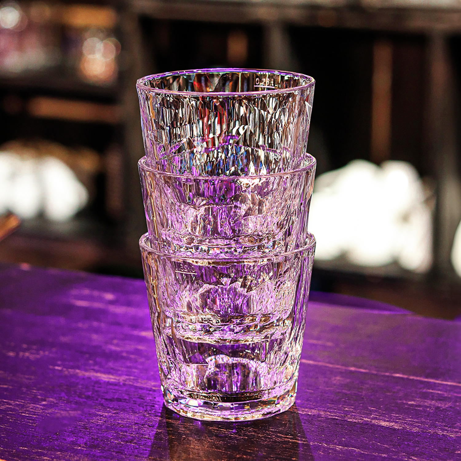 koziol Lowball Club No. 22 Superglas Shatterproof Plastic Whiskey Glasses, 300ml, Transparent, Stackable and Dishwasher Safe, Set of 2