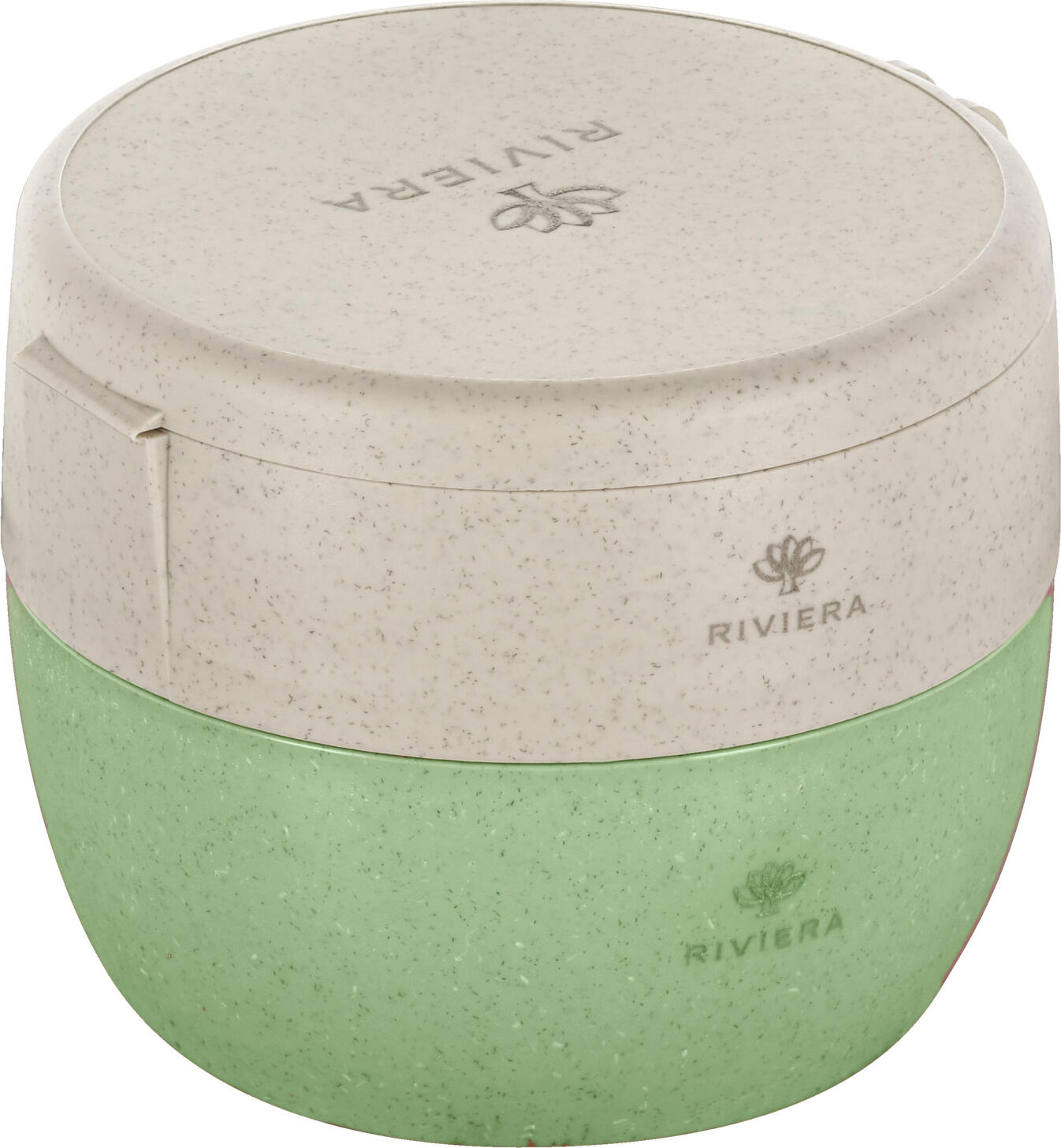 Set de 3 piese containere reutilizabile koziol Riviera Bentobox M, plastic biocircular si fibre de lemn, rezistente la cuptorul cu microunde, verde