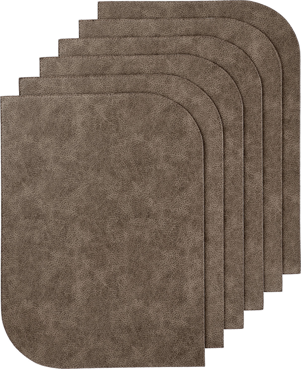 ERWIN M. LUSINI Solutions GmbH Placemat Shana 2 rounded corners Tischset Shana 2 runde Ecken Placemat Shana 2 rounded corners; 32.5x44 cm (WxL); brown/taupe; rectangular; 6 piece / pack Tischset Shana 2 runde Ecken; 32.5x44 cm (BxL); braun/taupe; rechteckig; 6 Stück / Pack Placemat made of imitation leather. Easily reversible for different ambience. Suitable for indoor and protected outdoor use. Damp wipeable, not suitable for dishwasher. Tischset aus Kunstleder. Einfach umdrehbar für unterschiedliche Ambiente. Für Innen- und den geschützten Außenbereich geeignet. Feucht abwischbar, nicht spülmaschinengeeignet.