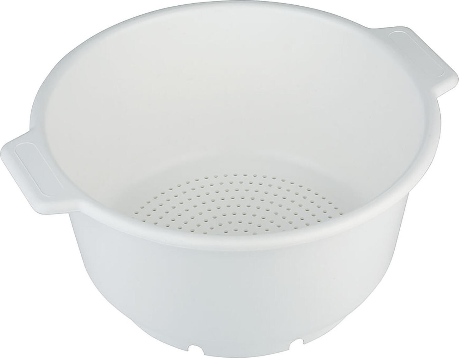 APS Assheuer + Pott GmbH & Co. KG Colander, Ø 36 cm Seiher Colander, Ø 36 cm; 36x18.5 cm (ØxH); white; round Seiher; 36x18.5 cm (ØxH); weiß; rund With handle. The plastic range from APS is made of a lightweight, easy-care plastic and offers easy handling thanks to the two shell handles on the sides. Der Seiher ist ein praktischer Küchenhelfer zum Abgießen, Waschen und Abtropfen von Lebensmitteln in Gastronomie, Catering und privater Küche. Die seitlichen Muschelgriffe ermöglichen ein sicheres Handling im täglichen Einsatz. Das robuste Material ist pflegeleicht und für den regelmäßigen Gebrauch bestens geeignet. Durch die stapelbare Ausführung lässt sich der Seiher platzsparend aufbewahren. * Material: Polypropylen * Mit Muschelgriffen * Zum Abgießen, Waschen und Abtropfen geeignet * Ideal für Gastronomie, Catering und Zuhause * Stapelbar * Spülmaschinengeeignet * Made in Germany