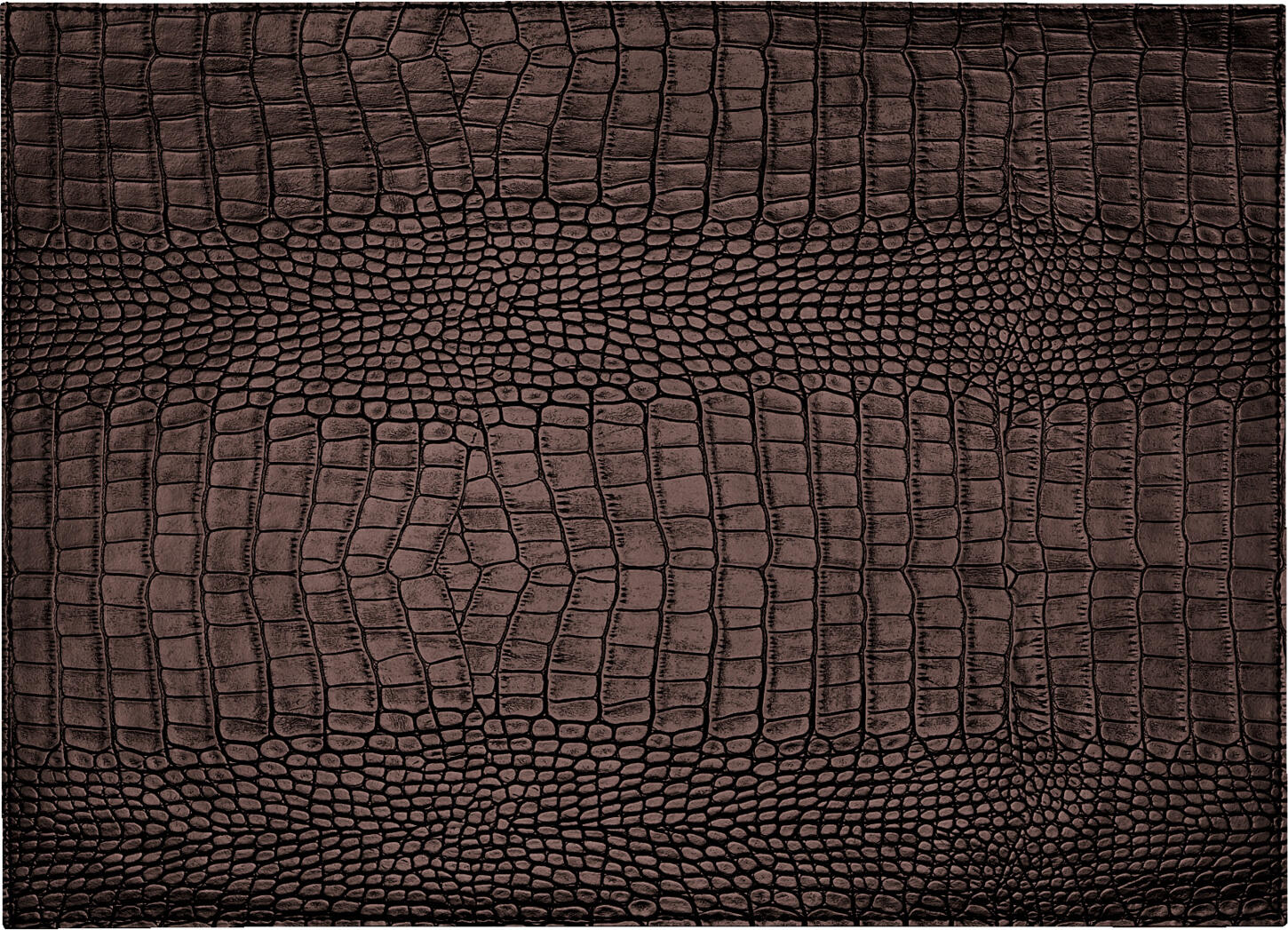 Set de 6 piese placemat Lusini Nobile dreptunghiular, imitație piele cu textura crocodil, antiderapant, maro, 32.5 x 44 cm