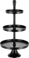 VEGA Amyntas 3-Tier Etagere Display Stand, Powder-Coated Metal Tiered Shelf, Black, 43x76 cm