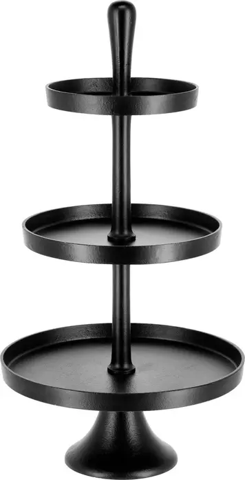 VEGA Amyntas 3-Tier Etagere Display Stand, Powder-Coated Metal Tiered Shelf, Black, 43x76 cm