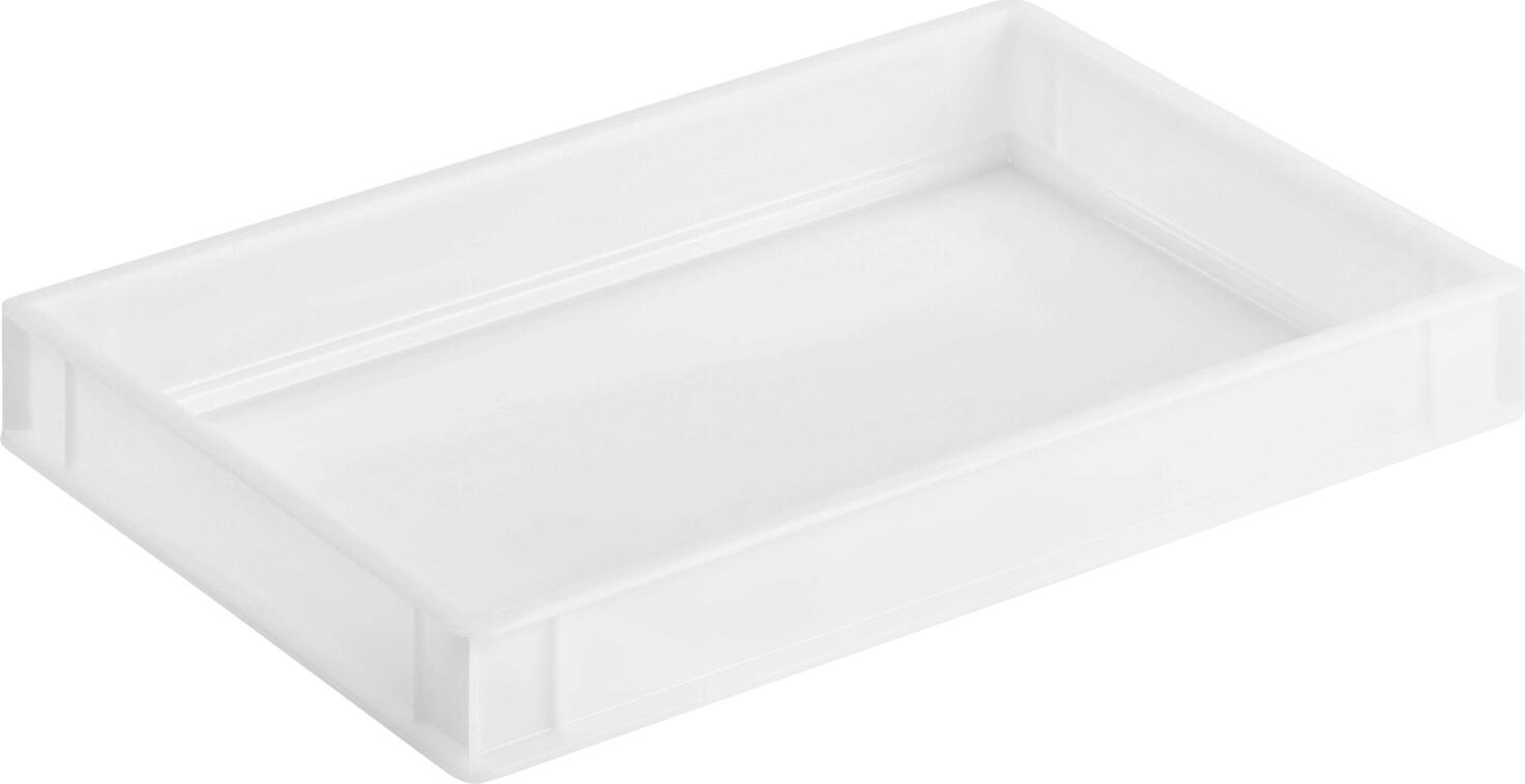 Ringoplast Ringoplast Leubsdorf GmbH Pizza dough container Pizzaballenbehälter Pizza dough container; 60x40x7.6 cm (LxWxH); white Pizzaballenbehälter; 60x40x7.6 cm (LxBxH); weiß Polyethylene pizza dough container. With closed sides and base. For storing pizza balls and other dough products. Pizzaballenbehälter aus Polyethylen. Mit geschlossenen Seiten und Boden. Zum Lagern von Pizzaballen und anderen Teiglingen.