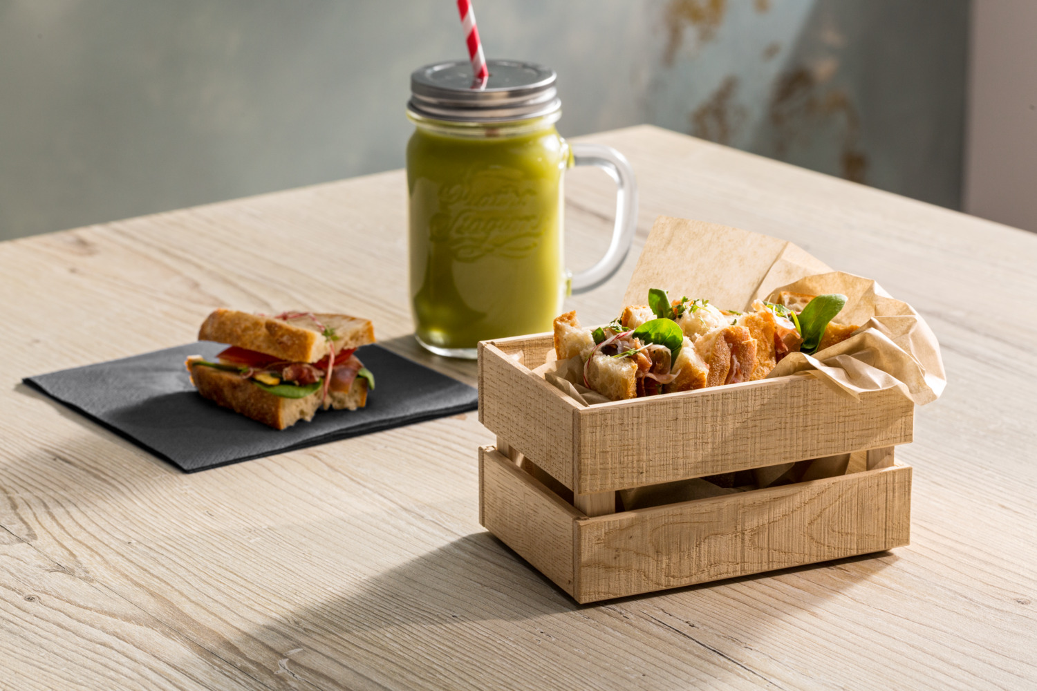 VEGA LUSINI Wantage Wooden Box, Oak Wood, Food Safe, Stackable Vintage Slatted Design, No Handles, Indoor Use