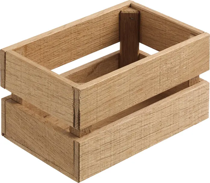 VEGA LUSINI Wantage Wooden Box, Oak Wood, Food Safe, Stackable Vintage Slatted Design, No Handles, Indoor Use