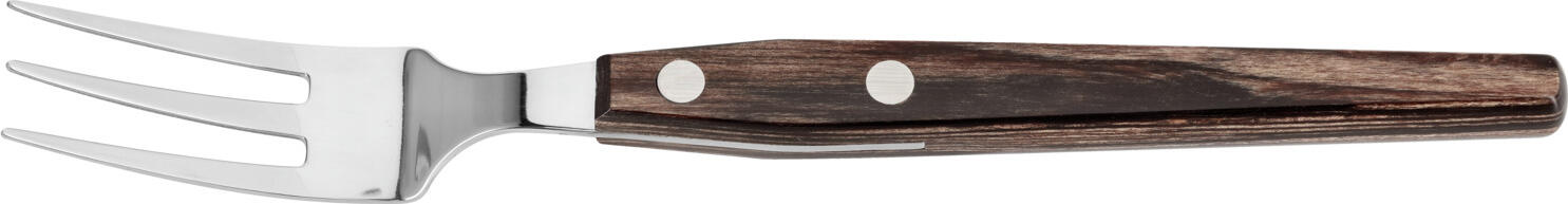 VEGA LUSINI Solutions GmbH Pizza/steak fork San Antonio Pizza-/Steakgabel San Antonio Pizza/steak fork San Antonio; 22.5 cm (L); brown, handle brown; 6 piece / Pack Pizza-/Steakgabel San Antonio; 22.5 cm (L); braun, Griff braun; 6 Stück / Pack Chrome-nickel stainless steel 18/10, rustproof. Real wood handle. Pizza/steak fork in the popular Tramontina design. Features a durable handle with stainless steel rivets. Dishwasher safe. Chrom-Nickel-Edelstahl 18/10, rostfrei. Griff aus Polywood. Pizza-/Steakgabel in modernem Design. Mit langlebigen Griff mit Edelstahlnieten. Die aus Polywood gefertigten Griffe bestehen aus mehreren Schichten Kiefernholz, die mit Harz imprägniert und danach in Form gepresst werden. Spülmaschinenfest.