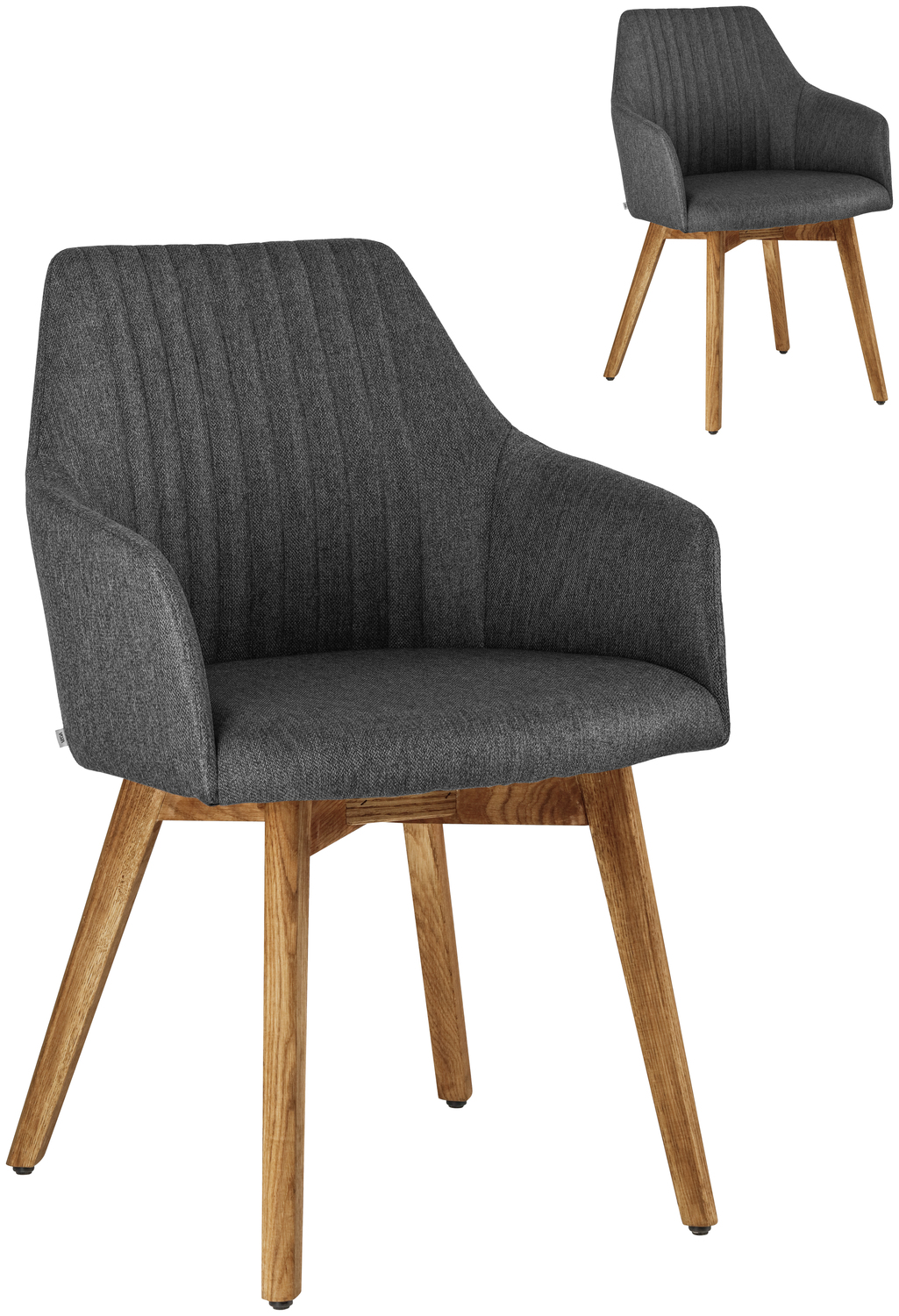 Набор из 2 кресел VEGA Arne, обивка из полиэстера цвета антрацит, массив oiled oak, 56.5x60x85.5 см, сертификация FSC