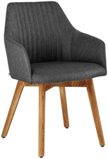 VEGA LUSINI Solutions GmbH Armchair Arne Armlehnstuhl Arne Armchair Arne; 56.5x60x85.5 cm (WxDxH); seat anthracite, base oak/natural; 2 piece / pack Armlehnstuhl Arne; 56.5x60x85.5 cm (BxTxH); Sitz anthrazit, Gestell eiche/natur; 2 Stück / Pack Upholstered chair with armrests made of fabric cover (100 % polyester) and solid oak frame, oiled. Quilting on the backrest. High seating comfort. Integrated straps for a comfortable seat. Includes floor-protecting glides. For indoor use only. Supplied disassembled, including fastening material. Polsterstuhl mit Armlehnen gefertigt aus Stoffbezug (100 % Polyester) und massivem Eichengestell, geölt. Absteppung an der Rückenlehne. Hoher Sitzkomfort. Integrierte Gurte für bequeme Sitzfläche. Inklusive bodenschonender Gleiter. Nur für den Innenbereich. Lieferung erfolgt zerlegt, inklusive Befestigungsmaterial. Der Polsterstuhl ist FSC™-zertifiziert. LUSINI ist davon überzeugt, dass Wälder für unsere Zukunft unverzichtbar sind. Deshalb setzen wir uns für FSC™-zertifizierte Produkte ein (FSC™ N003150). So können wir Ihnen helfen, bessere Kaufentscheidungen zum Wohle unserer Wälder zu treffen. www.fsc.org