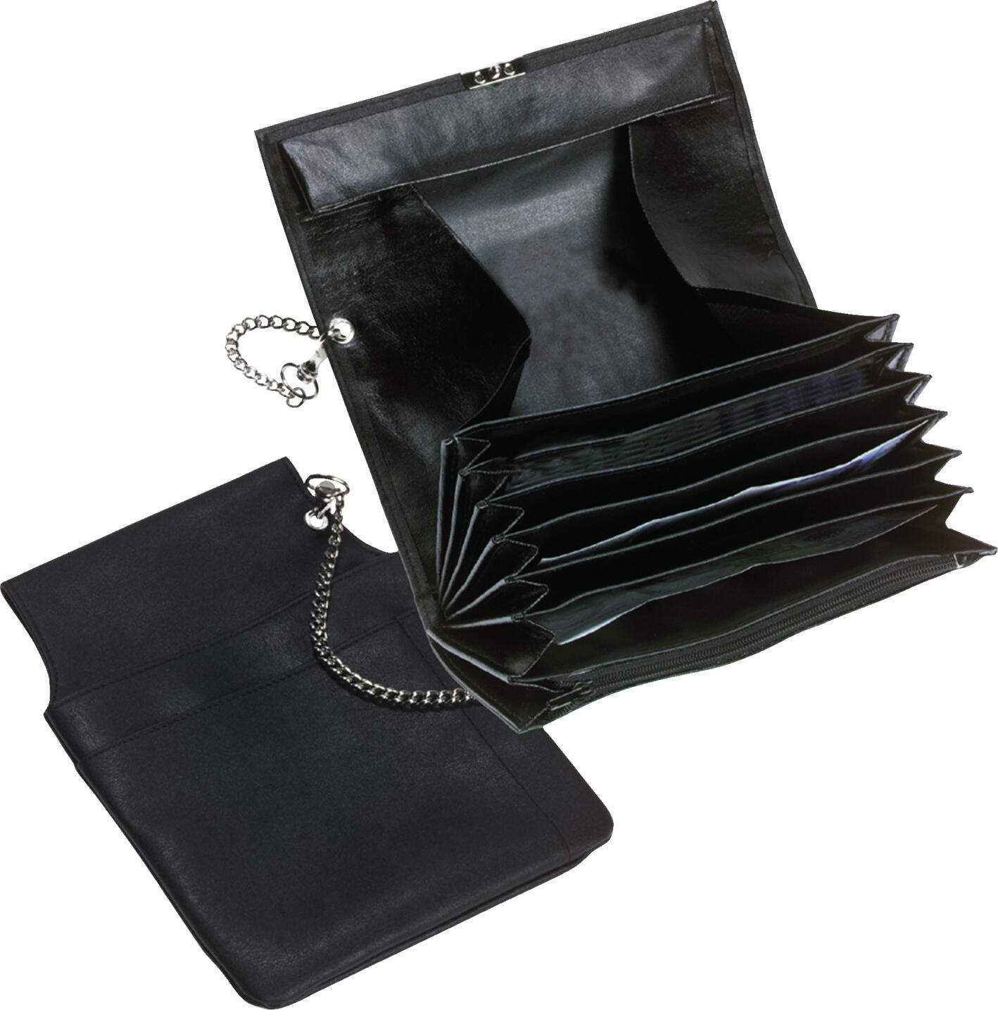 Pulsiva Waiter's purse Basic, Black Imitation Leather, 6 Compartments, 18.3 x 9.6 cm, Robust and Durable Design
