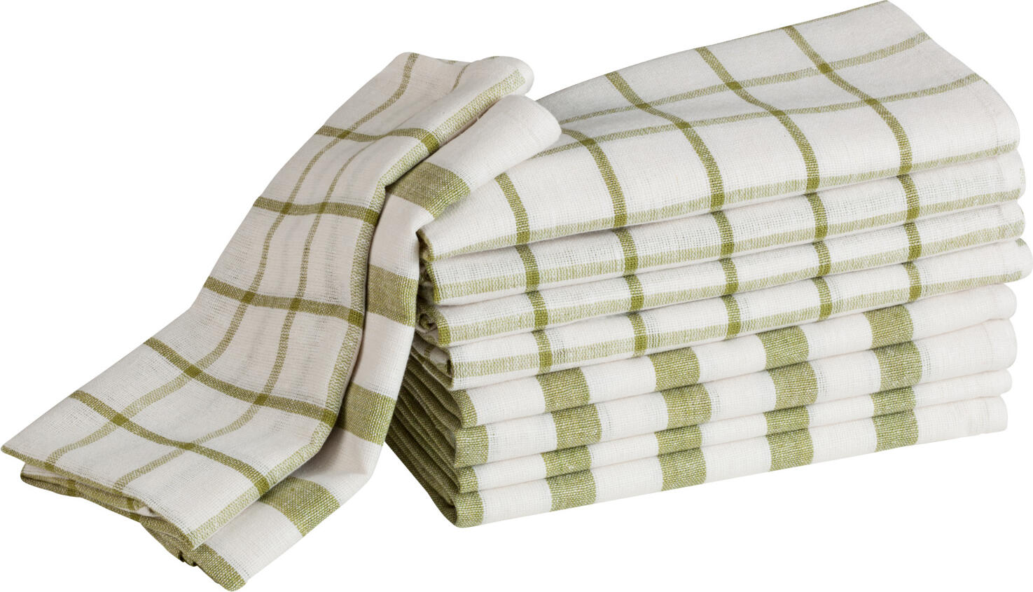 PULSIVA LUSINI Solutions GmbH Tea towels Oland Geschirrtücher Oland Tea towels Oland; 50x70 cm (WxL); green/white; rectangular; 10 piece / pack Geschirrtücher Oland; 50x70 cm (BxL); grün/weiß; rechteckig; 10 Stück / Pack 100 % cotton, 160 g/m², 60  °C wash. Tea towel with check and stripe design. Versatile. Supplied in a pack of 5 plaid and 5 striped tea towels each. 100 % Baumwolle. Gewicht ca. 130 g/m². Geschirrtuch mit Karo- und Streifendesign. Lieferung im Pack mit jeweils fünf karierten und fünf gestreiften Geschirrtüchern. Vielseitig einsetzbar.