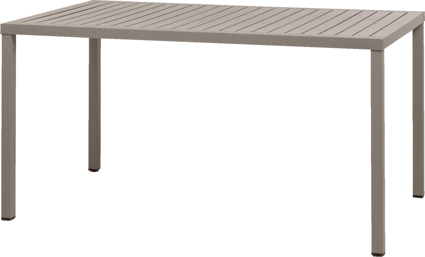 Nardi Table Cube rectangular Tisch Cube rechteckig Table Cube rectangular; 140x80x75.5 cm (LxWxH); taupe; rectangular Tisch Cube rechteckig; 140x80x75.5 cm (LxBxH); taupe; rechteckig Plastic table suitable for commercial use with a rectangular table top made of DurelTop. This is a newly developed system for producing table tops with maximum functionality, durability and elegance. The special aluminum frame makes the table extremely stable and robust. The legs are made of painted aluminum and have a square cross section. Height-adjustable feet. Recyclable plastic. Für die gewerbliche Nutzung geeigneter Kunststofftisch mit rechteckiger Tischplatte aus DurelTop. Das ist ein neu entwickeltes System für die Produktion von Tischplatten, um ein Höchstmaß an Funktionalität, Widerstandsfähigkeit und Eleganz zu erreichen. Das spezielle Gestell aus Aluminium macht den Tisch besonders stabil und robust. Beine aus lackiertem Aluminium mit quadratischem Querschnitt. Höhenverstellbare Füße. Recyclebarer Kunststoff.